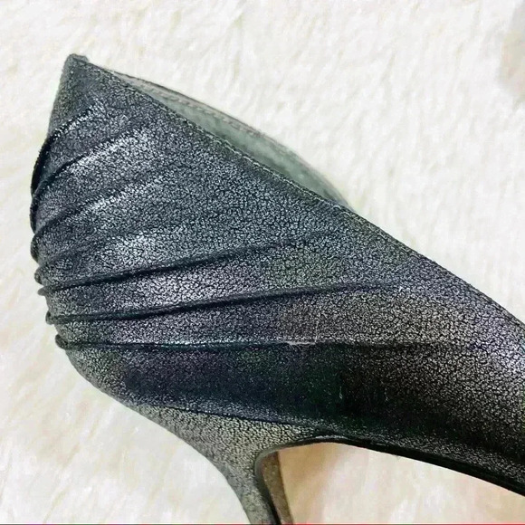 Adrianna Papell Gun Metal D’orsay Peep Toe Pumps 1950’s Pinup Heels Size 10M - Picture 6 of 12